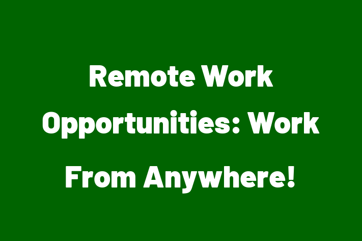 Remote Work Opportunities Work From Anywhere