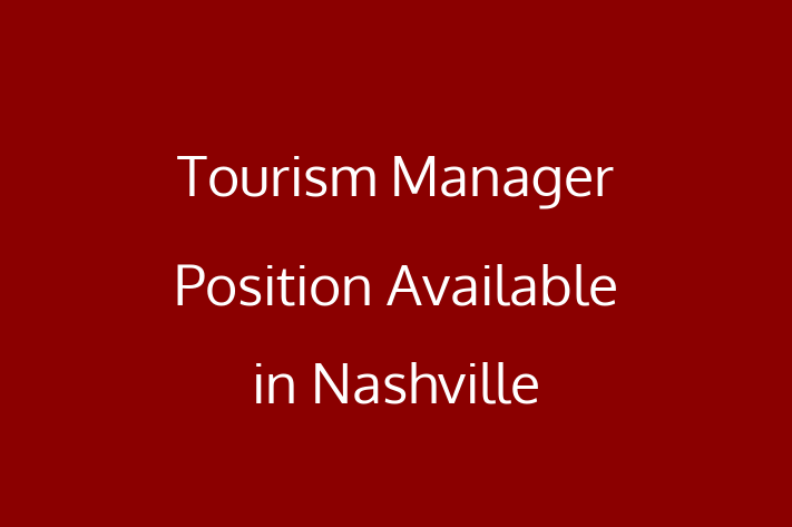 Tourism Manager Position Available in Nashville