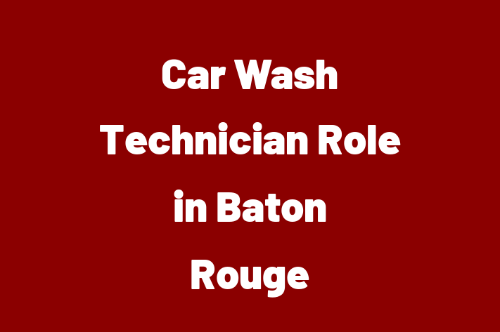 Car Wash Technician Role in Baton Rouge