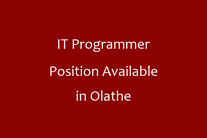 IT Programmer Position Available in Olathe