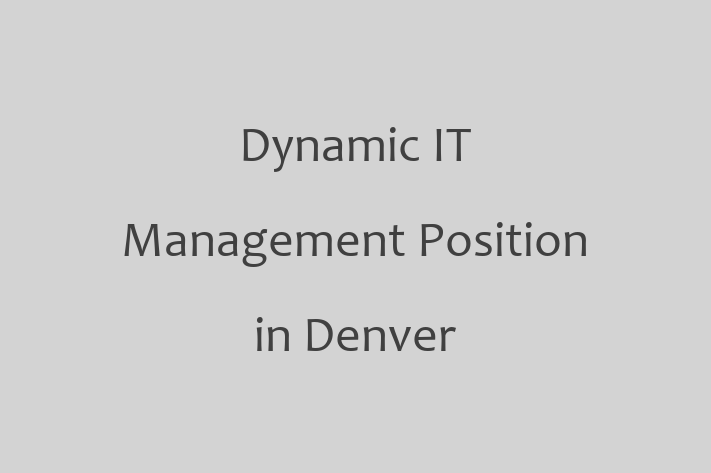 Dynamic IT Management Position in Denver