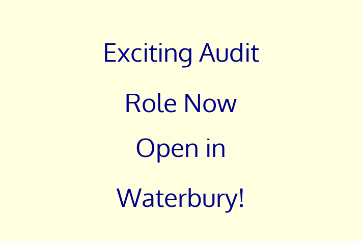 Exciting Audit Role Now Open in Waterbury