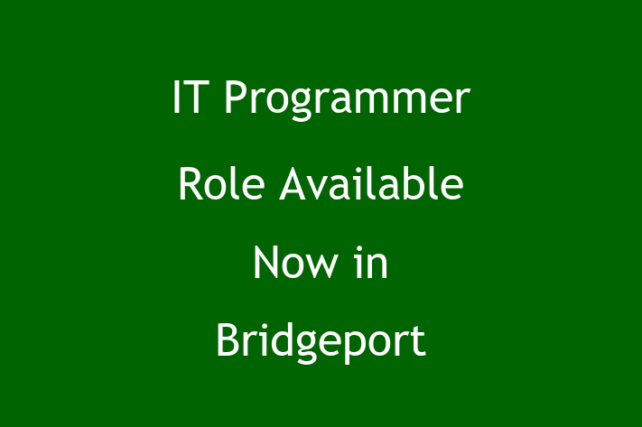 IT Programmer Role Available Now in Bridgeport