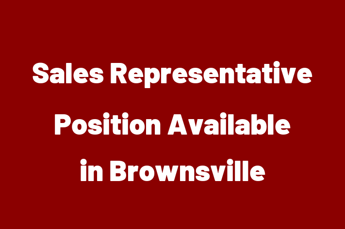 Sales Representative Position Available in Brownsville