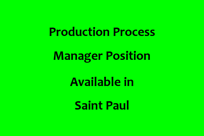 Production Process Manager Position Available in Saint Paul