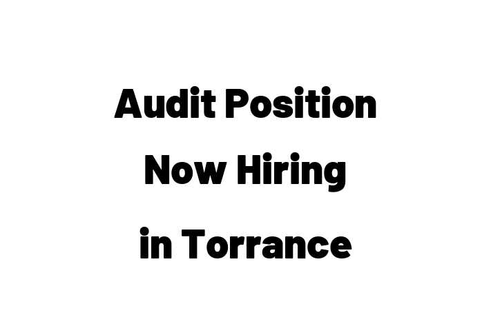 Audit Position Now Hiring in Torrance