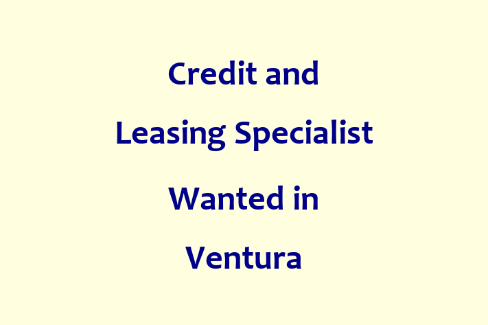 Credit and Leasing Specialist Wanted in Ventura