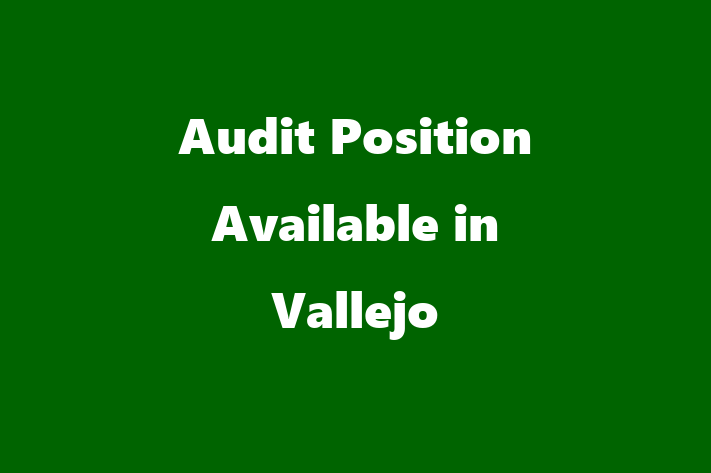 Audit Position Available in Vallejo