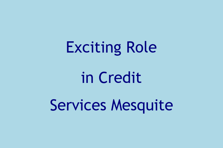 Exciting Role in Credit Services Mesquite