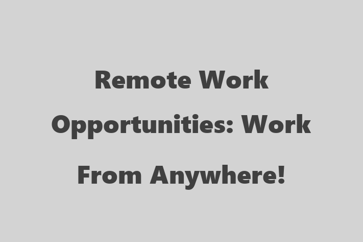 Remote Work Opportunities Work From Anywhere