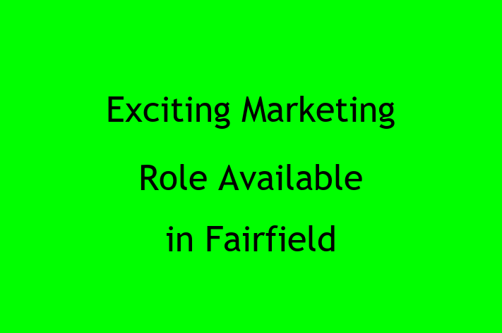 Exciting Marketing Role Available in Fairfield