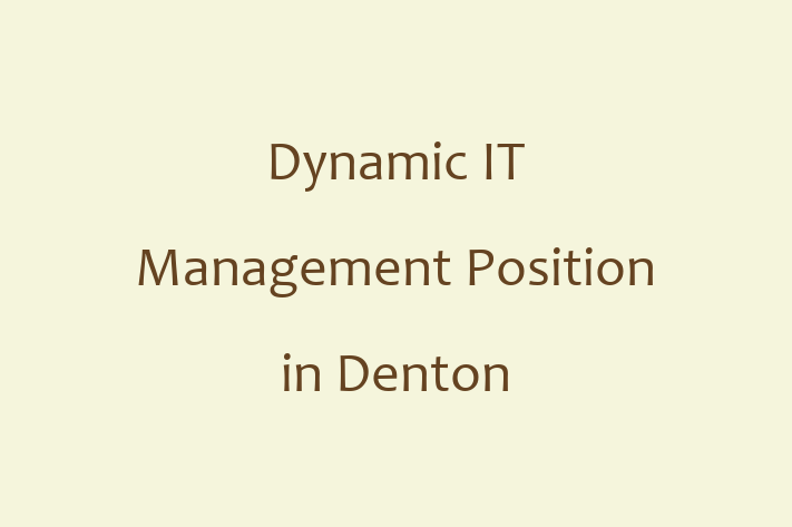 Dynamic IT Management Position in Denton