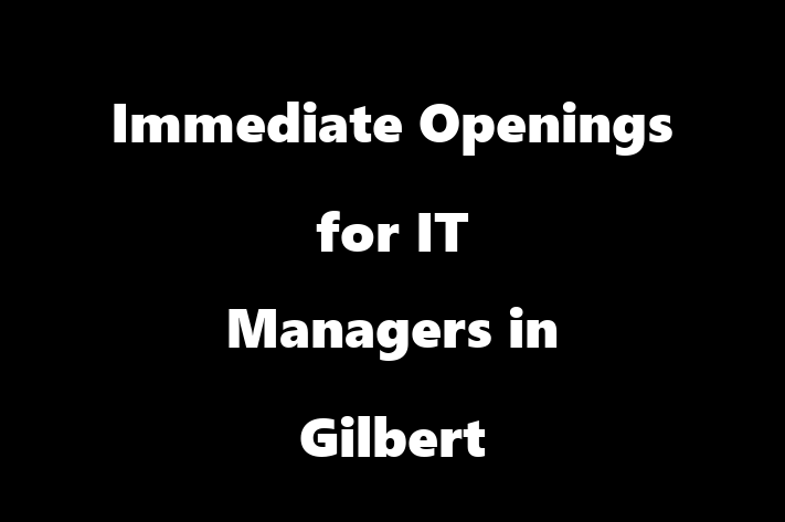 Immediate Openings for IT Managers in Gilbert