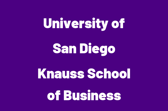 Staff Management University of San Diego  Knauss School of Business