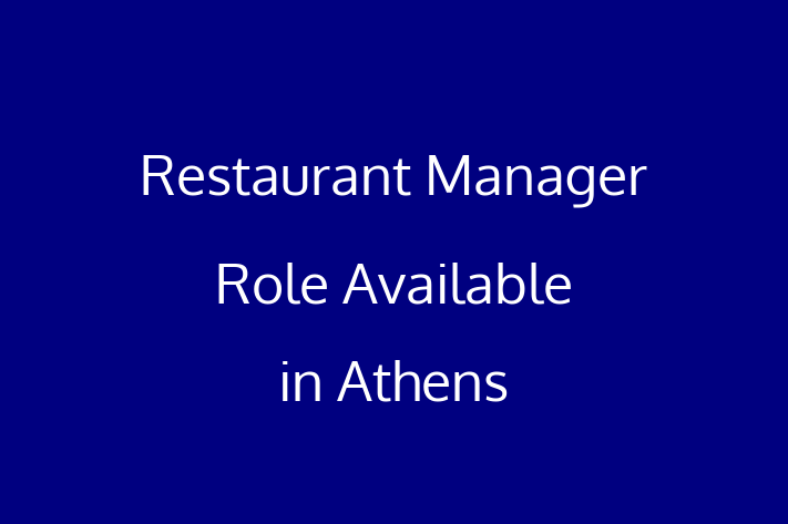 Restaurant Manager Role Available in Athens