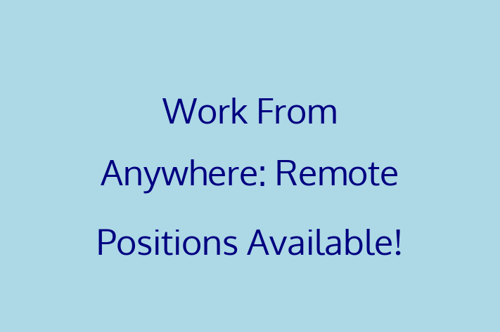 Work From Anywhere Remote Positions Available