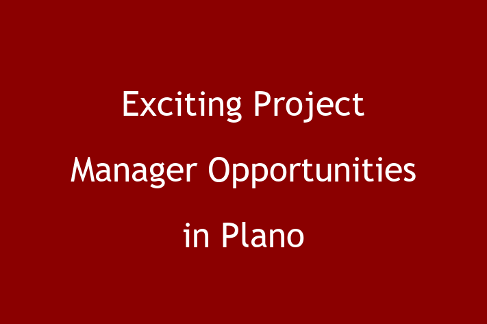 Exciting Project Manager Opportunities in Plano