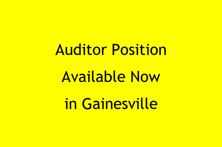 Auditor Position Available Now in Gainesville