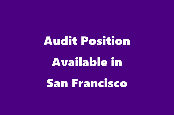 Audit Position Available in San Francisco