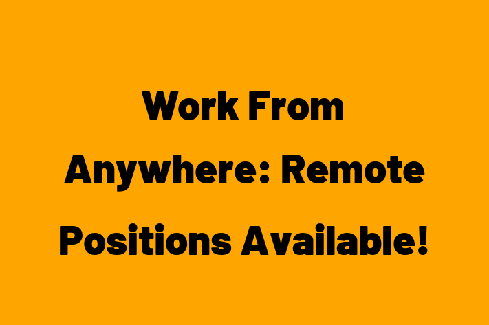 Work From Anywhere Remote Positions Available