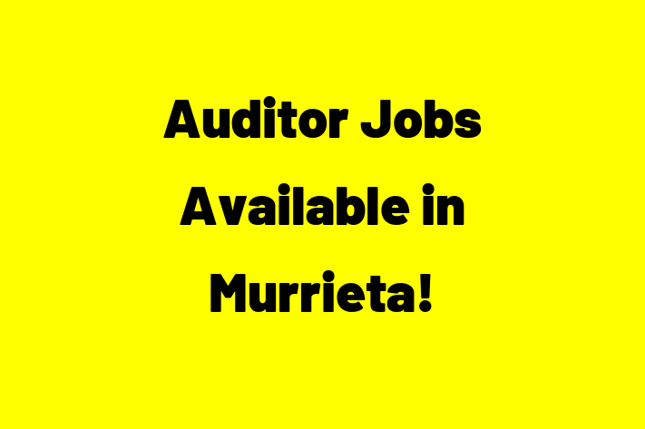 Auditor Jobs Available in Murrieta