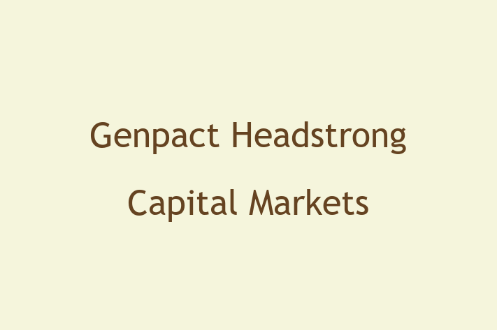 Technology Solutions Firm Genpact Headstrong Capital Markets