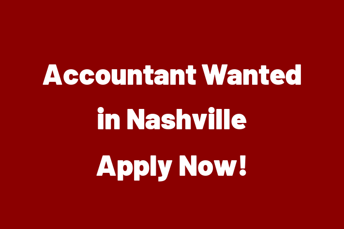 Accountant Wanted in Nashville Apply Now