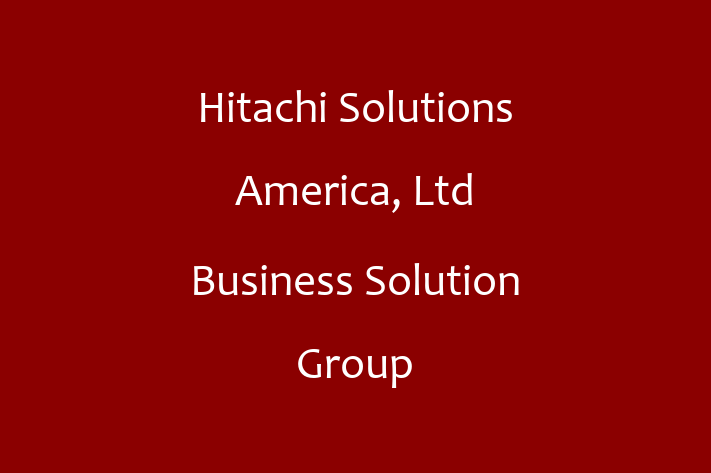 Technology Company Hitachi Solutions America Ltd  Business Solution Group