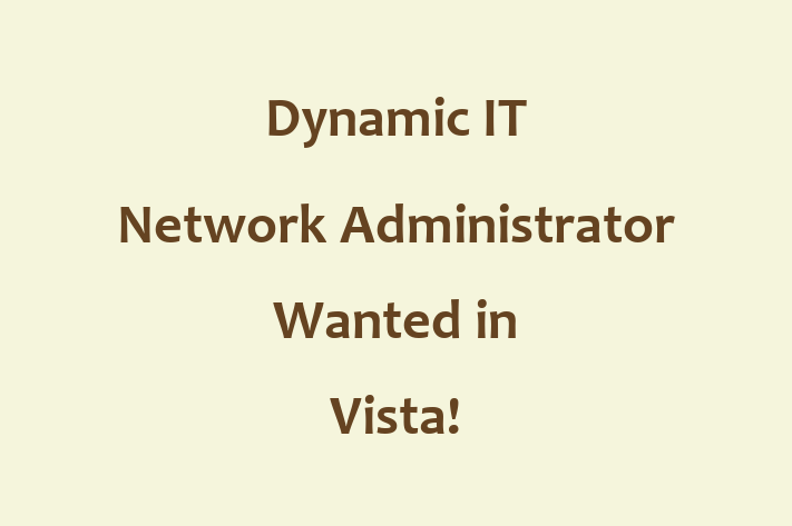 Dynamic IT Network Administrator Wanted in Vista