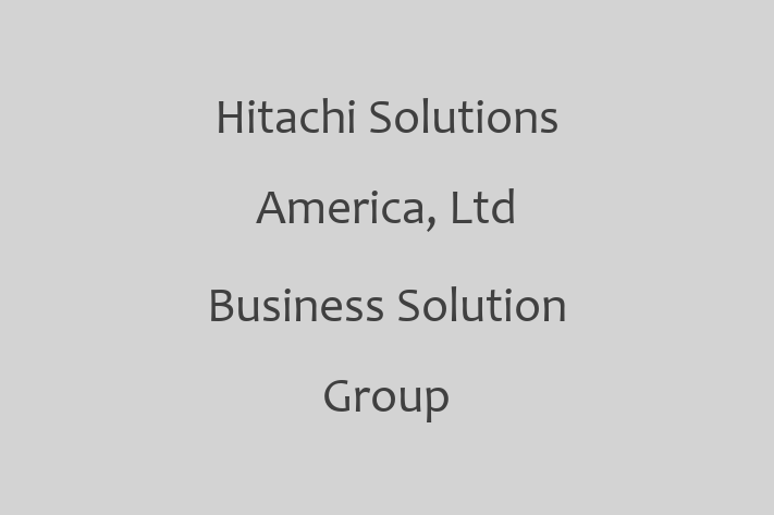 Digital Solutions Provider Hitachi Solutions America Ltd  Business Solution Group