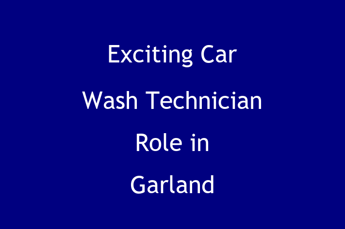 Exciting Car Wash Technician Role in Garland