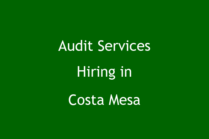 Audit Services Hiring in Costa Mesa