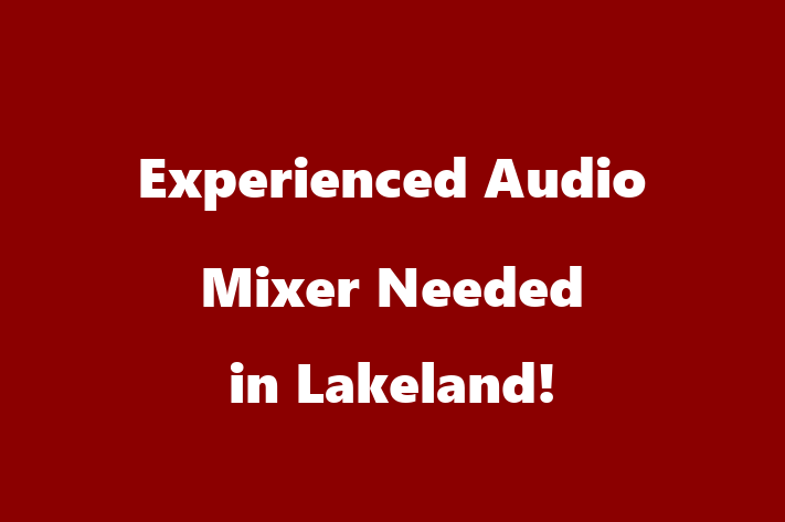 Experienced Audio Mixer Needed in Lakeland