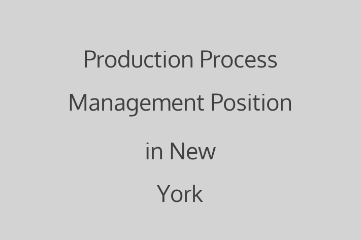 Production Process Management Position in New York