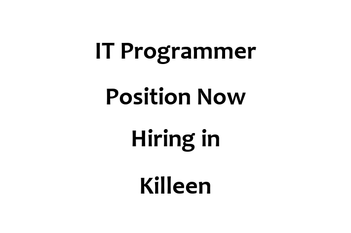 IT Programmer Position Now Hiring in Killeen