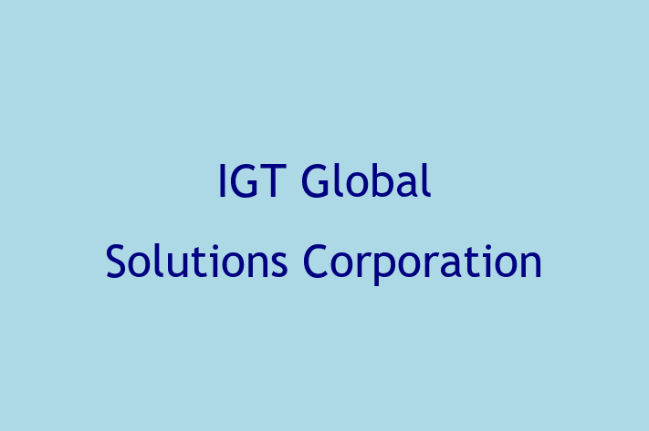 Software Services Company IGT Global Solutions Corporation