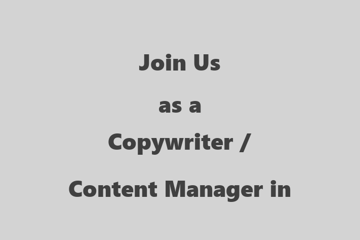 Join Us as a Copywriter Content Manager in Billings