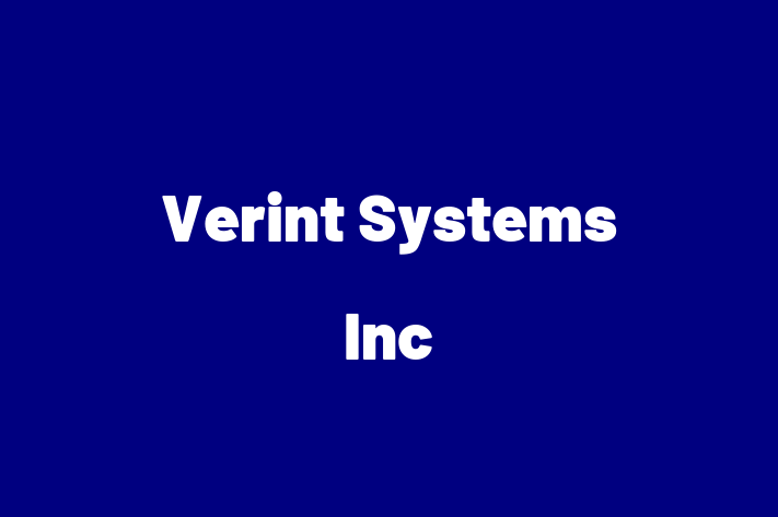 Digital Solutions Provider Verint Systems Inc