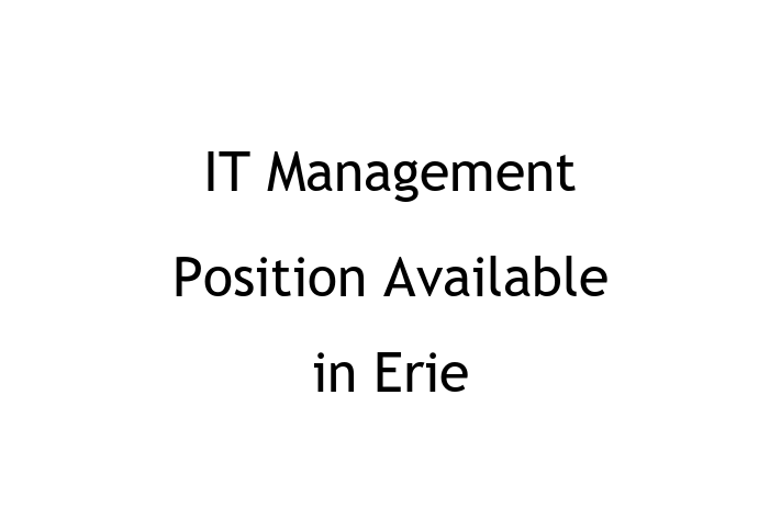 IT Management Position Available in Erie