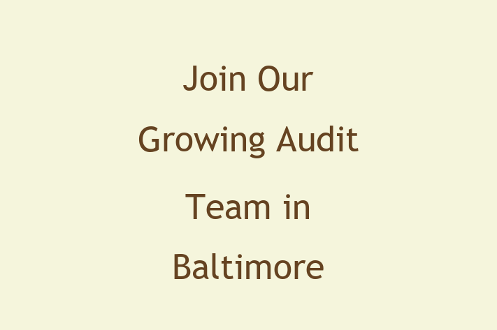 Join Our Growing Audit Team in Baltimore