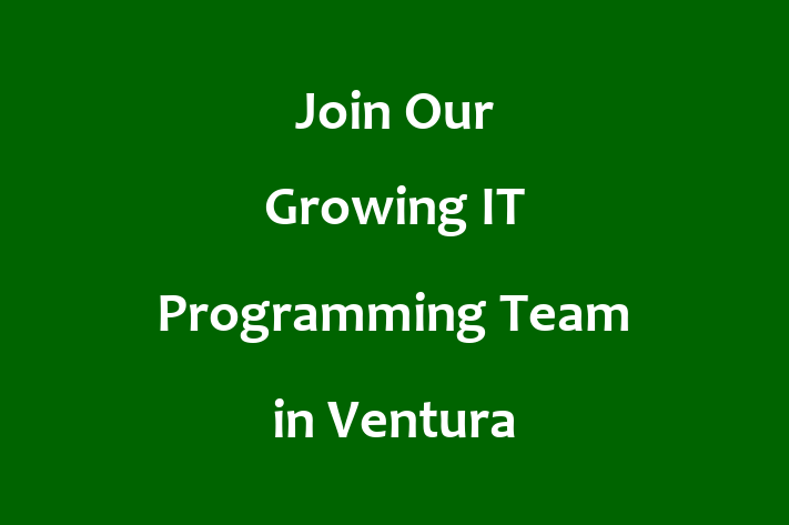 Join Our Growing IT Programming Team in Ventura