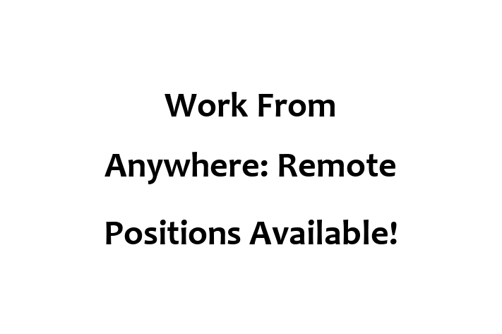 Work From Anywhere Remote Positions Available